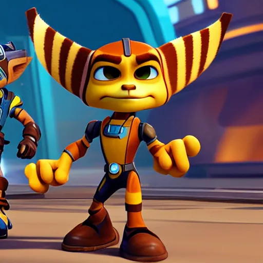 Prompt: ratchet and clank designed by bruce w. smith