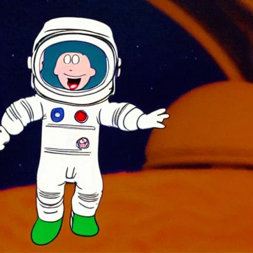 Prompt: Animation Still of Doug Funnie from Doug wearing an Astronaut's spacesuit