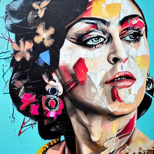 Image similar to portrait of madonna, artwork by sandra chevrier