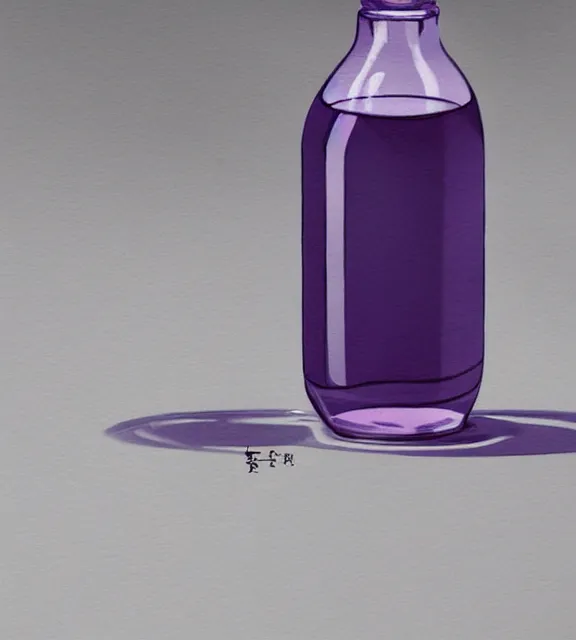 Prompt: a closeup of a purple potion in a round bottle on a messy desk. by makoto shinkai, stanley artgerm lau, wlop, rossdraws, james jean, andrei riabovitchev, marc simonetti, krenz cushart, sakimichan, d & d trending on artstation, digital art