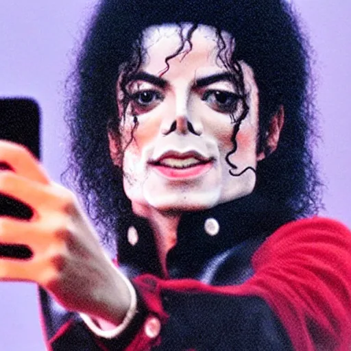 Prompt: photo realistic, michael jackson selfie on stage performance