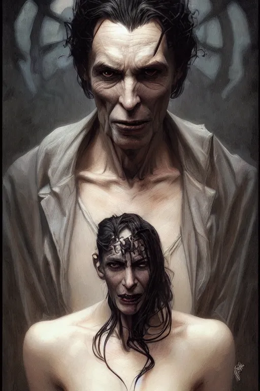 Prompt: portrait of a old vampire, dark, piercing eyes, gentle expression, elegant clothing, photorealistic, highly detailed, artstation, smooth, sharp focus, art by michael whelan, artgerm, greg rutkowski and alphonse mucha