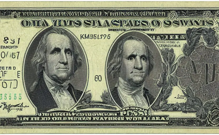 Image similar to rectangular photograph of four dollar u. s. currency note featuring spongebob squarepants