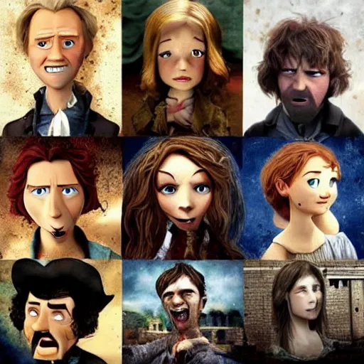 Image similar to Les Miserables in the style of Pixar