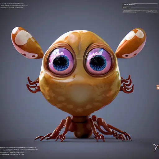 Image similar to cute furry alien creature with many eyes, many arms, many legs with radial symmetry detailed character concept 3 d pixar style render 4 k