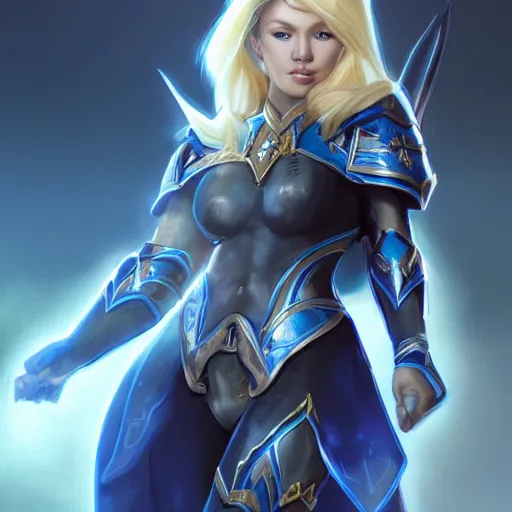 Prompt: Asa Akira as a fantasy paladin woman, symmetrical portrait, centered view, short blonde hair, blue eyes, pale skin, 4k, by wlop, artgerm, andrei riabovitchev, nuri iyem, james gurney, james jean, greg rutkowski, highly detailed, soft lighting 8k resolution