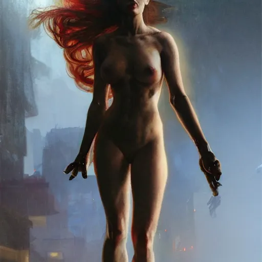 Prompt: phoebe dynevor, hyperrealistic full figure, bladerunner street alley, art of elysium by frank frazetta and by jeremy mann and by alphonse mucha, fantasy art, photo realistic, dynamic lighting, artstation, full figure poster, volumetric lighting, very detailed face, 4 k, award winning