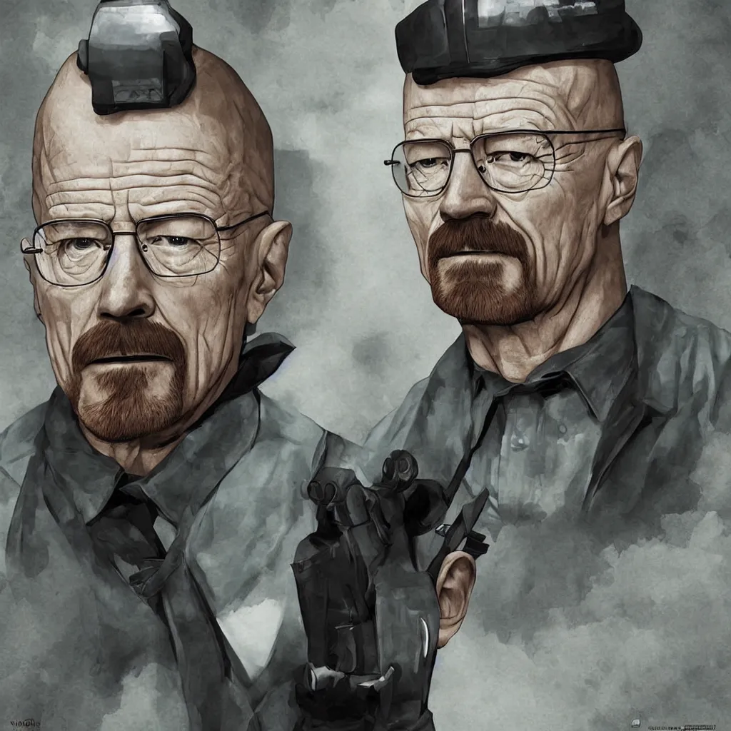 Image similar to walter white as a valorant agent, video game, digital art