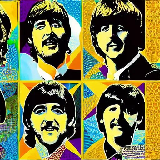 Image similar to The beatles, honeycomb art, digital art