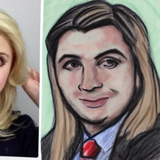 Image similar to sketch of blonde lauren southern and nick fuentes together