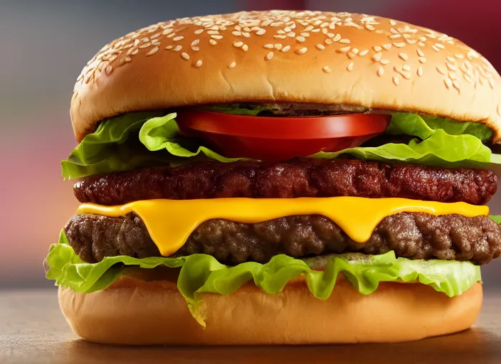 Image similar to dslr product food photograph of mcdonalds new burger the mcvomit, 8 5 mm f 1. 8