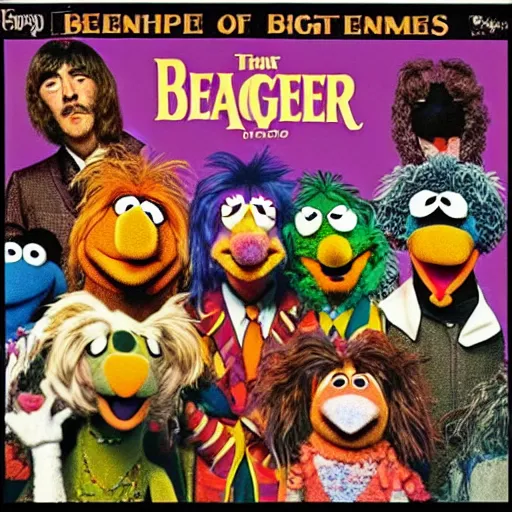 Prompt: animal the muppet on the beatles album cover, 8 k resolution hyperdetailed scary dystopian surrealism style of alex grey