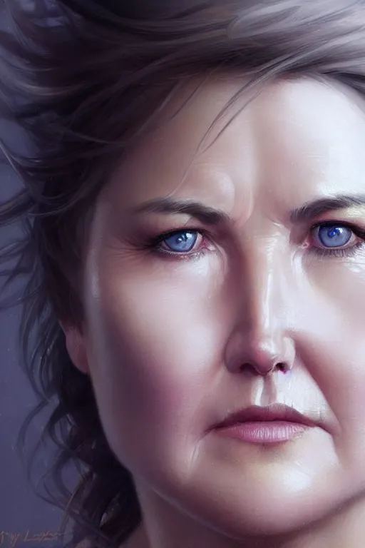 Image similar to ultra detailed close up facial portrait of lucy lawless, extremely detailed digital painting, in the style of fenghua zhong and ruan jia and jeremy lipking and peter mohrbacher, mystical colors, rim light, beautiful lighting, 8 k, stunning scene, raytracing, octane, trending on artstation