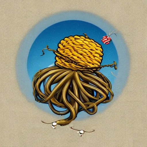 Image similar to they flying spaghetti monster, realistic photo