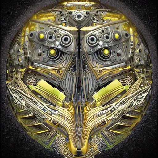 Image similar to an insanely detailed cibernetic artwork of a futuristic artificial intelligence superstar, centered image, perfectly symmetrical alien face, extremely detailed texture, with frames made of detailed fractals, octsne render, 4k, insanely detailed, detailed grid as background, cgi