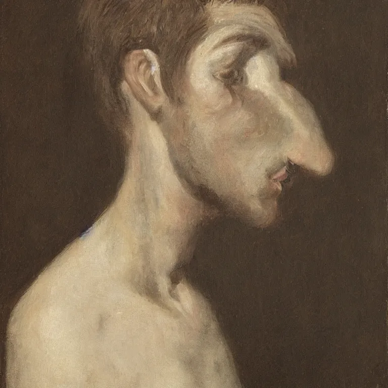 Image similar to portrait of a man with a 6 foot long neck