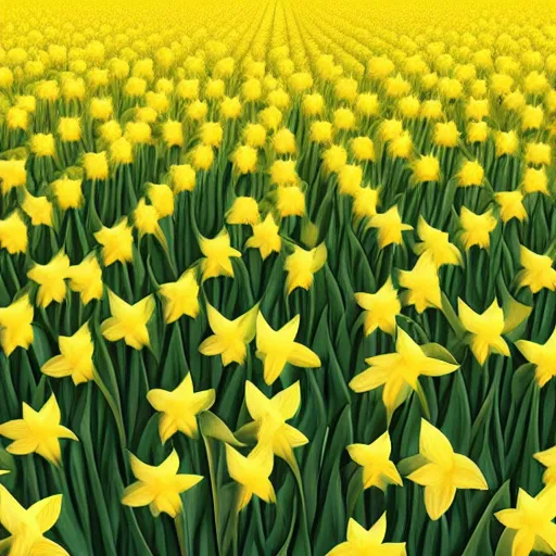 Prompt: ode to a field of daffodils, artstation, concept art, smooth, sharp focus, illustration,