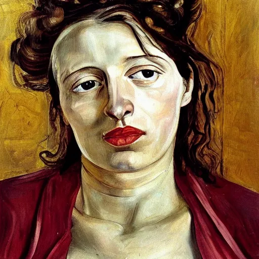 Prompt: of a beautiful women painted by lucien freud