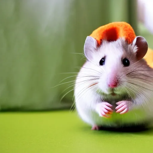 Prompt: a hamster in amogus costume