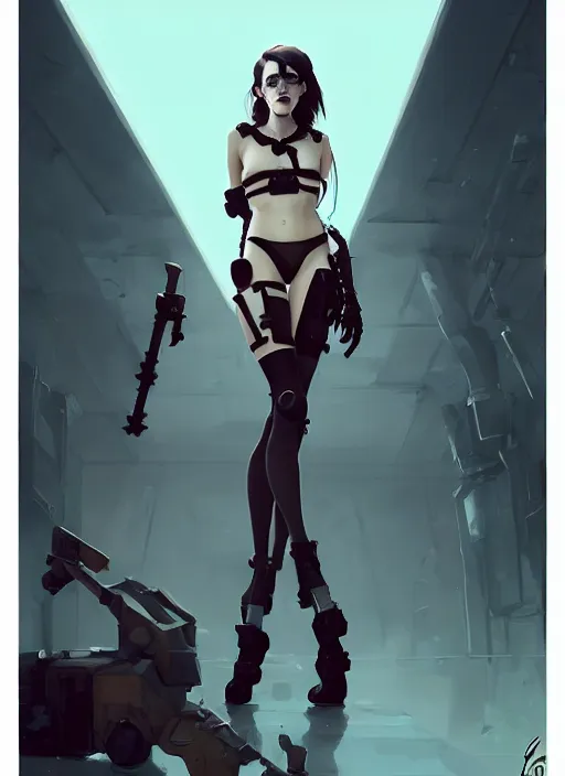Image similar to portrait of cute goth emma watson in cyber bikini armor, warhammer, cyberpunk, by atey ghailan, by greg rutkowski, by greg tocchini, by james gilleard, by joe fenton, by kaethe butcher, by gustav klimt, dynamic lighting, gradient light blue, brown, blonde cream and white color in scheme, grunge aesthetic