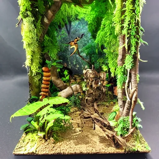 Prompt: little diorama jungle