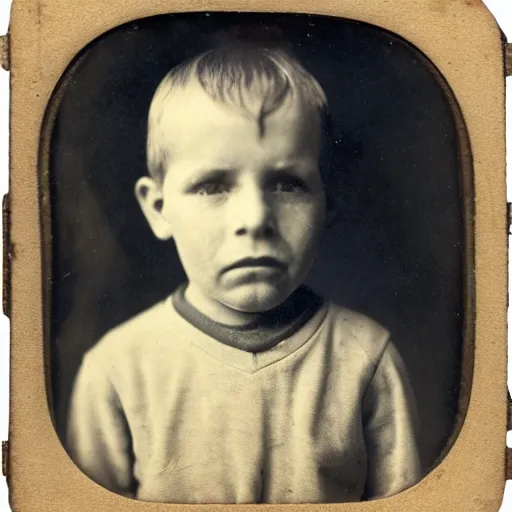 Image similar to facial portrait of a 3 year old boy, 1 9 1 9, ambrotype, by george s. cook, award winning