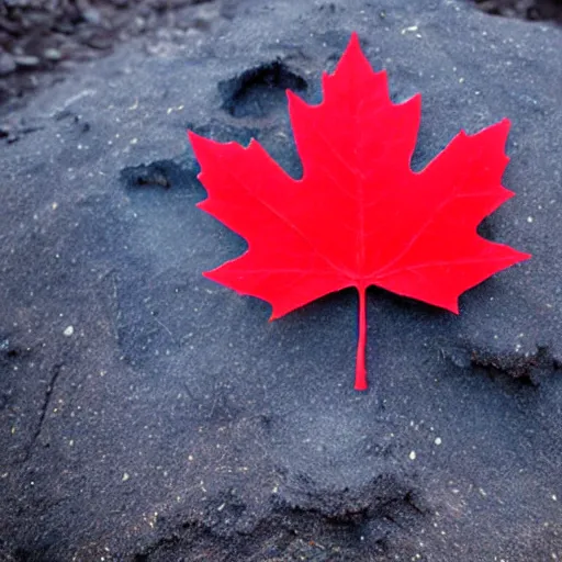 Prompt: canadian maple leaf on a volcano