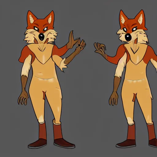 Prompt: anthropomorphic male coyote. character art.