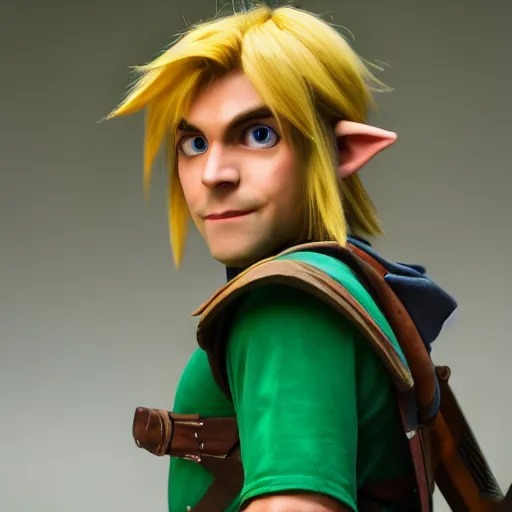 Image similar to link from the legend of zelda as real human, 8 k photography