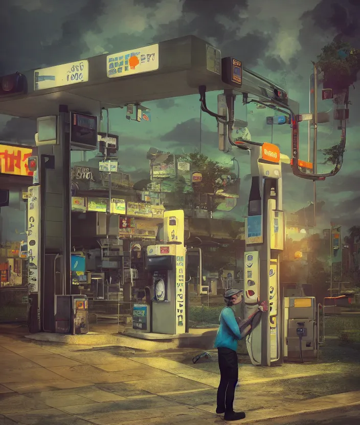 Prompt: a troll drinking gas from a gas station. fuel everywhere. high quality sharp focus, beautiful volumetric light. photograph by tooth wu, wlop, beeple, dan mumfor, octane render, artstation