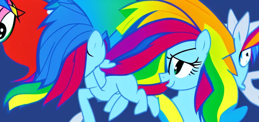 Prompt: rainbow dash, mlp, my little pony, cartoon