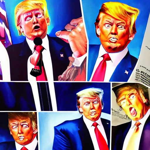 Prompt: Donald Trump Stand User JoJo Bizarre Adventure photorealistic painting