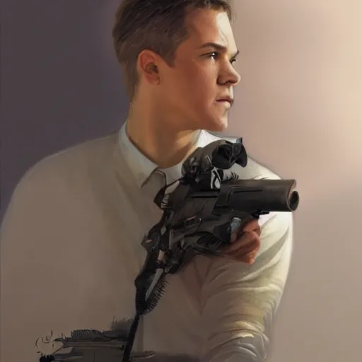 Prompt: Young Jason Bourne, highly detailed, digital painting, artstation, concept art, smooth, sharp focus, illustration, ArtStation, art by artgerm and greg rutkowski and alphonse mucha and J. C. Leyendecker and Edmund Blair Leighton and Katsuhiro Otomo and Geof Darrow and Phil hale and Ashley wood and Ilya repin and Charlie Bowater