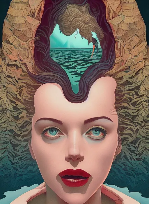 Image similar to poster artwork by Michael Whelan and Tomer Hanuka, Karol Bak of Laura's Secret Diary, from scene from Twin Peaks, clean