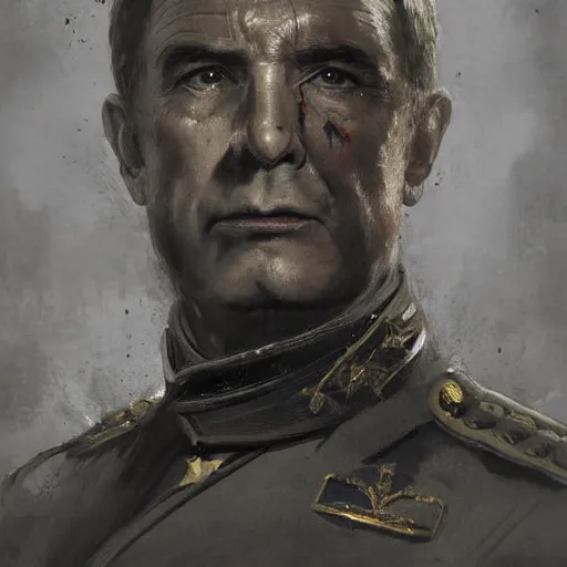 Image similar to portrait of a spanish republican general vicente rojo lluch, face portrait, epic, tragic, military art, fantasy, dieselpunk, hd shot, digital portrait, beautiful, artstation, comic style, by artgerm, guy denning, jakub rozalski, magali villeneuve and charlie bowater