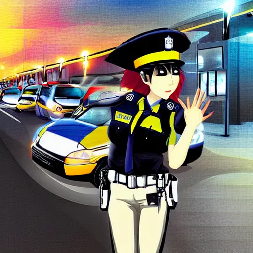 Prompt: digital art, traffic policewoman, anime