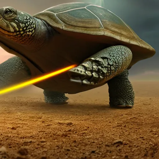 Prompt: a giant robotic turtle lasers from its mouth, photo realistic, highly detailed 8 k cinematic.