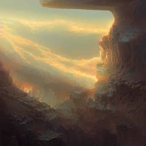 Image similar to a painting of a man falling through his memories, a detailed matte painting by marc simonetti, deviantart, terragen, pastel sky, trending on artstation