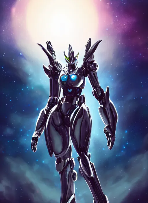 Image similar to cinematic shot, cosmic sized perfectly proportioned stunning beautiful anthropomorphic robot mecha female dragon, space background, larger than planets, posing elegantly, with galaxy in hands, sleek silver armor, epic proportions, epic size, epic scale, ultra detailed digital art, furry art, macro art, dragon art, giantess art, warframe fanart, furaffinity, deviantart