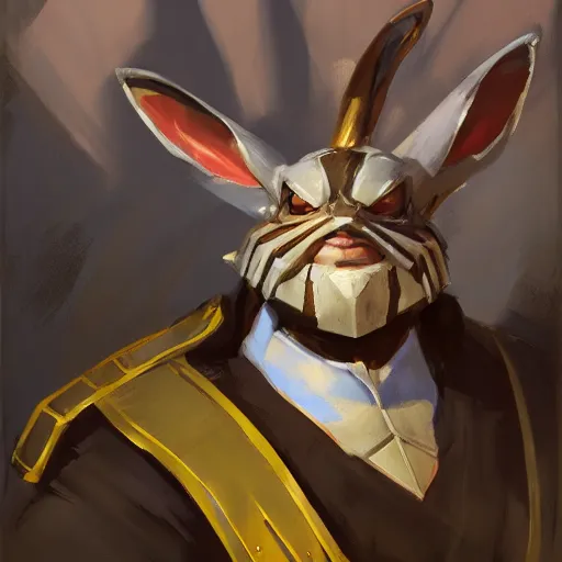 Image similar to greg manchess portrait painting of armored march hare from alice in wonderland as overwatch character, medium shot, asymmetrical, profile picture, organic painting, sunny day, matte painting, bold shapes, hard edges, street art, trending on artstation, by huang guangjian, gil elvgren, ruan jia, randy vargas, greg rutkowski