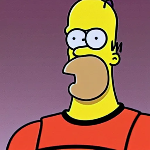 Image similar to buff homer simpson in a post apocaliptic mcdonald