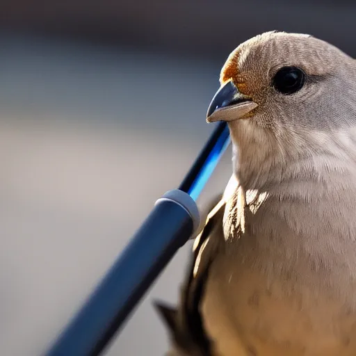 Image similar to A photograph of a bird wearing headphones and speaking into a microphone