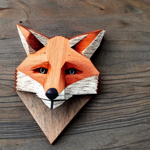 Prompt: a realistic wooden state of a fox
