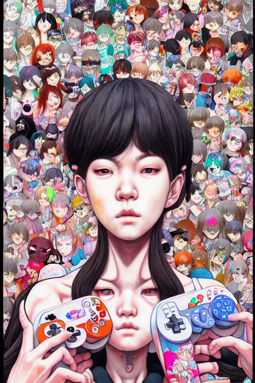 Prompt: video game system, style of yoshii chie and hikari shimoda and martine johanna, highly detailed