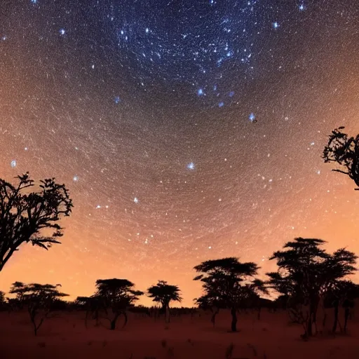 Prompt: giant termite mounds against a starry moonlit sky at night, cascading waterfalls, ethereal, muted pastel tones, david attenborough nature documentry footage, ultra high definition, 8 k