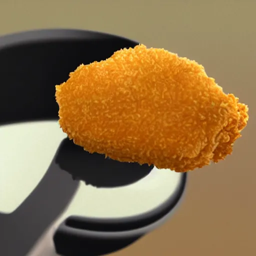 Prompt: photorealistic mcdonalds chicken nugget with tail