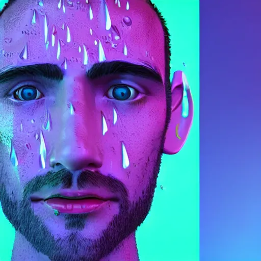 Image similar to cartoon portrait made out of rain, neon colors, rendered in octane, unreal engine, highly detailed, beautiful