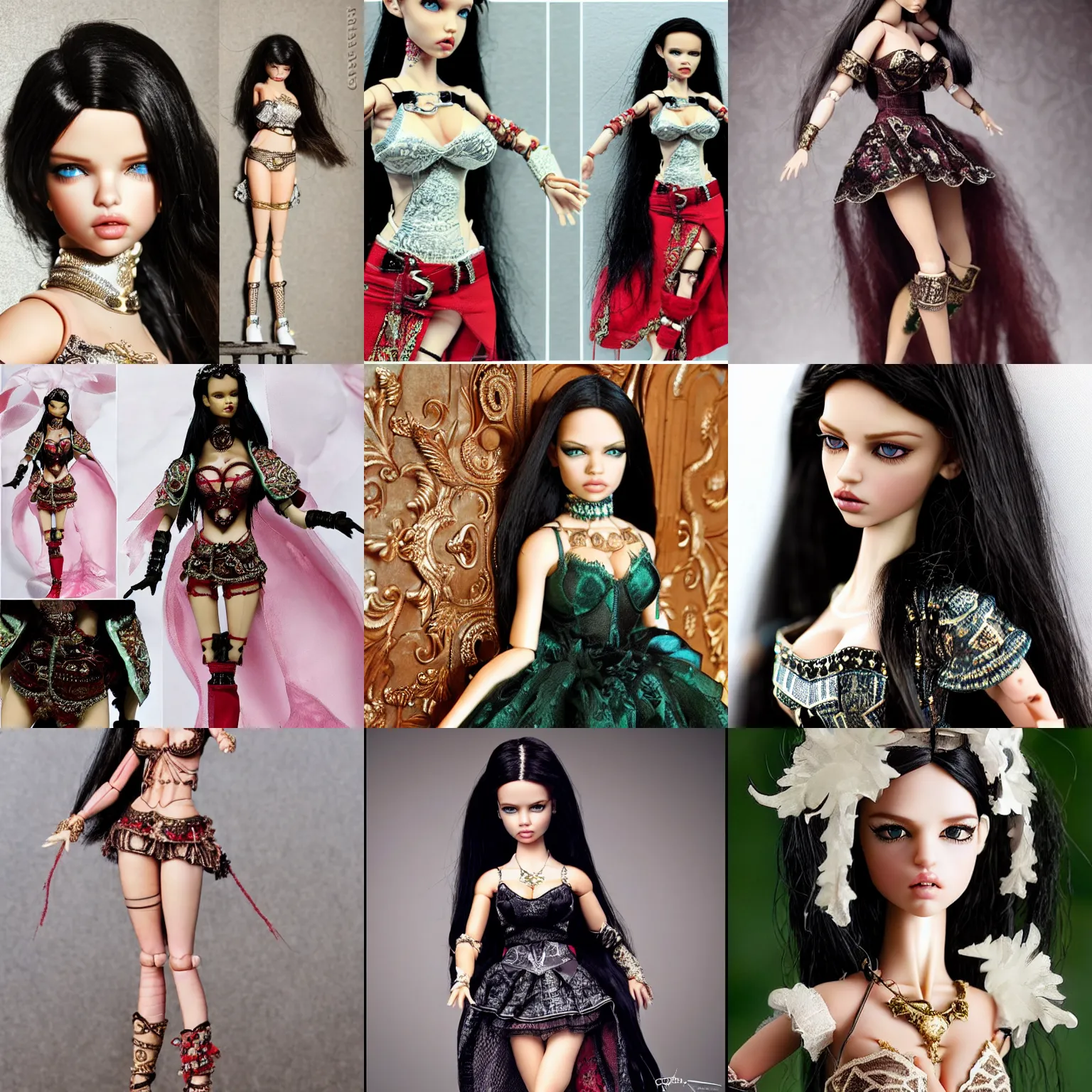 Prompt: adriana lima as an ornate bjd doll, clothed