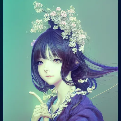 Prompt: the portrait of a blueberry that resembles an absurdly beautiful, graceful, elegant, sophisticated anime japanese girl, an ultrafine hyperdetailed illustration by kim jung gi, irakli nadar, intricate linework, bright colors, octopath traveler, final fantasy, unreal engine 5 highly rendered, global illumination, radiant light, detailed and intricate environment