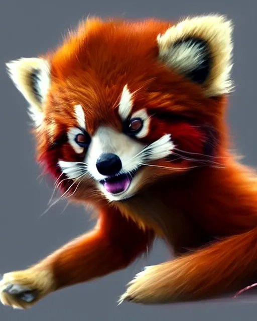 Prompt: character concept art of a cute young male anthropomorphic furry red panda | | cute - fine - face, pretty face, key visual, realistic shaded perfect face, fine details by stanley artgerm lau, wlop, rossdraws, james jean, andrei riabovitchev, marc simonetti, and sakimichan, trending on artstation